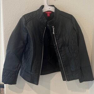 Guess Black Leather Jacket with Silver Accents